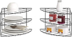 Deco Brothers 3-Tier Counter and Cabinet Corner Shelf Organizer, 2 Pack, Black
