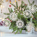 EASY JOY 9Pcs Christmas Hanging Decorations-White Snowflakes Ornaments 3D Christmas Winter Decorations Pure White Hanging Snowflake Decoration for Christmas Tree Garland Winter Home Window Room