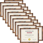Giftgarden 8.5x11 Picture Frame Set of 18, Multi 8.5 by 11 Certificate Frames Bulk for Award Diploma Document Office Wall or Tabletop Display, Rustic Brown