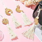 LiQunSweet Handmade Rattan Weave Cotton Rope Tassel, 4Pcs, 25x4.5cm, for Bag Charms, Keychains, Home Decor & Craft Projects