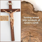 Crucifix Wall Cross - 14 Inch Olive Wood Wall Crucifix, Hand Painted Resin Jesus on Wooden Crucifix Catholic Home Decor Housewarming Religious Gifts