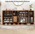ONBRILL Shoe Cabinet with 3 Doors, 30 Pairs Shoe Storage Cabinet with Adjustable Shelves & Ventilation Hole Design, 47'' Wide Shoe Rack Shoe Organizer Cabinet for Entryway Living Room (Vintage Brown)