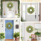 Spring Summer Wreaths for Front Door,22 Inch Artificial Purple Tulip Wreath with Wildflowers,Eucalyptus Leaves for Indoor Outdoor Wall Porch Festival Farmhouse Home Holiday Decor.