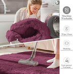 OLANLY 2x6 Machine Washable Runner Rugs for Hallway, Soft Fluffy Shaggy Bedside Rugs for Bedroom, Living Room, Indoor Floor Carpet for Kids Girls Boys, Nursery Rooms, Home Decor Aesthetic, Burgundy
