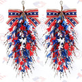 2 PCS 24'' Patriotic American Swag for Front Door 4th of July Teardrop Swags Independence Day Swags Wreath Red White Blue Flag Forsythia Flowers Hanging Swag for Memorial Day Flag Day Cabinet Decor