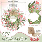 6 PCS Artificial Spring Summer Swag Wreaths Mini Pink Forsythia Lavender Kitchen Cabinet Wreath Small Floral Hanging Flowers Wreaths for Front Door Wedding Farmhouse Porch Wall Window Tabletop Decor