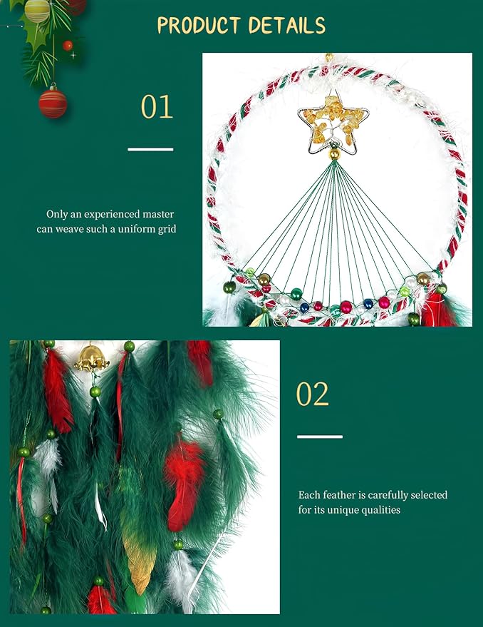 Christmas Star Dream Catcher Handmade Christmas Dreamcatcher Hanging Decoration Home Wall Decoration Craft Ornament