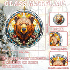 Brown Bear Stained Glass Ornament - Christmas Tree Decoration, Gift Exchange Present Idea