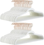 Amazon Basics Slim Velvet Non-Slip Space Saving Suit Clothes Hangers for Closet Organization, Ivory/Rose Gold, 100-Pack