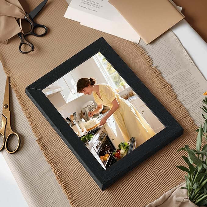 Lyeasw 3.5x5 Picture Frames Black 12 Pack, 3.5 x 5 Photo Frame Matte Wood Grain, Bulk 3.5 by 5 frames for Wall Hanging or Tabletop Display