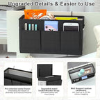 Edudif Dual-purpose Bedside Caddy Bedside Organizer, Bed Caddy with 6 Pockets, Versatile Bedside Storage Solution Magazine Remotes holder, ideal for Home, Dorm, Hospital, Crib Bed