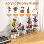 Sezanrpt Acrylic Shelf Riser 12x5.1x4 pack of 2, Clear Acrylic Stand for Funko Pop, Collectibles, Brand Store, Home Storage Organizer, 12x5.1x4 Inch