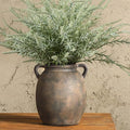 Ceramic Flower Vase 7.6 inch Farmhouse Rustic Vase Decorative Pottery Terracotta Vases for Home Decor Table Mantle Fireplace Living Room Bathroom Wedding Centerpiece (Black)