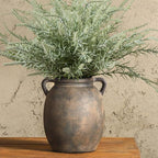 Ceramic Flower Vase 7.6 inch Farmhouse Rustic Vase Decorative Pottery Terracotta Vases for Home Decor Table Mantle Fireplace Living Room Bathroom Wedding Centerpiece (Black)