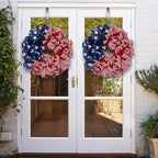 Patriotic Wreaths for Front Door, New 250th Anniversary Decorations, 4th of July Decorations Outdoor, Handcrafted Memorial Day Wreaths, Festival Celebration USA Flag Printed Wreath (D)