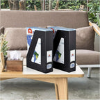 Acrimet Magazine File Holder Bin Storage, Vertical Rack for Documents, Folders and Mail, Durable Plastic Desk Organizer for Office & Home (Black Color) (2 Pack)