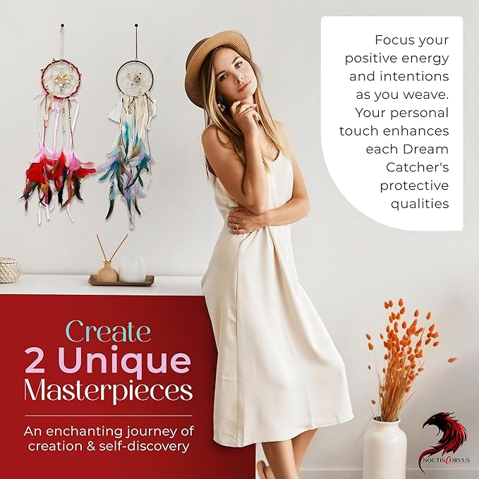DIY Dream Catcher Kit (2 Pack): Make Your Dreamcatcher for Kids & Adults, Unleash Your Creativity, Create Two Unique Talismans, Make Your Very own Dream Catcher