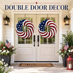 2 Pcs 18 Inch Patriotic Wreath for Front Door 4th of July Wreath Red White Blue Rose Front Door Decor Independence Memorial Artificial Rose Wreaths for 250th Anniversary Porch Wall Indoor Outdoor