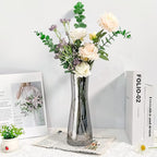 Aoderun Flower Vase for Decor 10" Clear Glass Vase for Centerpieces Large Vases for Flowers Dried Flower Home Decor Living Room Kitchen Office Wedding(Grey)