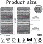 2 Pack Zippered Pocket Hanging Jewelry Organizer Dual-Sided Zipper Jewelry Holder Hanging Storage Organizer for Holding Earrings Bracelets Rings, Each with 80 Zippered Pockets