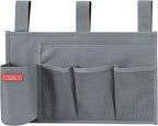 Zafit Hanging Bedside Caddy, Bedside Storage Organizer for Magazine, Phone, Remote control (5 Pockets-Grey)