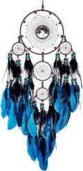 Large Dream Catchers, Boho Handmade Woven Blue and Black Dream Catcher Wall Hanging Ornament for Bedroom Living Room Adults Wedding Party Decor, Festival Blessing Gift (Blue & Black)