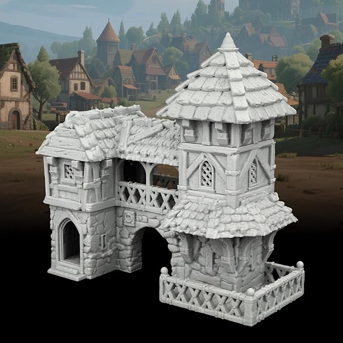 Tudor Style Village Home Tabletop Scenery – 25mm Scale High-Detail Unpainted Terrain for DND Bundle, Dungeons and Dragons RPG Accessory – Medieval Village C AF1124C