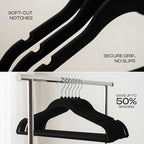 Utopia Home Velvet Hangers 150 Pack – Luxury Non-Slip Slim Pant & Coat Hangers, Strong Space-Saving Clothes Hangers with Pants Bar and 360° Swivel Hook – Black