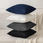 MIULEE Pack of 2 Corduroy Decorative Throw Pillow Covers 18x18 Inch Soft Boho Striped Pillow Covers Modern Farmhouse Home Decor for Sofa Living Room Couch Bed Black