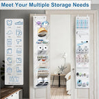 SLEEPING LAMB Narrow Over the Door Shoe Organizer for Closet, 2 Packs Shoe Racks for Door with Mesh & Deep Pockets, Hanging Sneakers Holder to Storage Boots, White