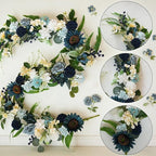 Idyllic 6 Ft Blue Rose Vine Garland - Artificial Spring Floral Garland for Wall Decor, Window, Mantle, Wedding, Home Decor - Faux Long Hanging Vine with Leaves
