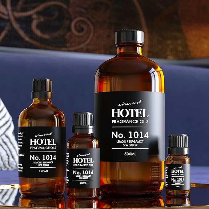 AirScent Hotel Diffuser Oil No. 1014 - The Iconic 5-Star Hotel Coastal Blend - Lemon Bergamot Sea Breeze - 500 mL Fragrance Oil for Ultrasonic and Waterless Diffusers and Crafting