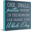 Barnyard Designs Wooden Box Sign Motivational Desk Decor, Inspirational Office Desk Decorations for Women Office Bathroom Shelf Décor (Positive Thought)