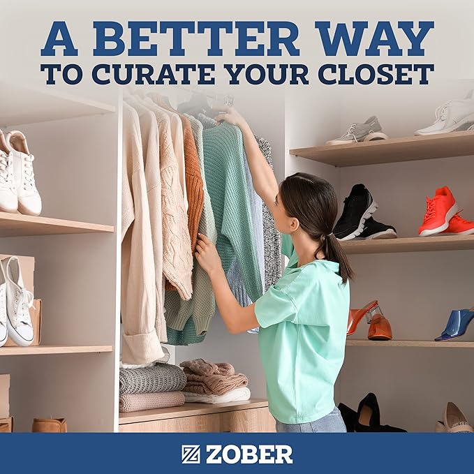 Zober Velvet Hangers 50 Pack - Heavy Duty Gray Hangers for Coats, Pants & Dress Clothes - Non Slip Clothes Hanger Set - Space Saving Felt Hangers for Clothing