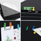 AKTOP Black Cork Bulletin Board 12x12, 1/2" Thick Felt Cork Board Tiles 12 Pack, Small Square Pin Board for Wall, Self Adhesive Corkboards with 120 Push Pin Wood Clips for School, Home & Office