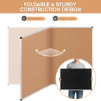 Extra Large Cork Bulletin Board 48" X 48", Foldable Notice Pin Board for Wall, Silver Aluminum Framed 4'x4' Corkboard, Wall Mounted Noticeboard with 36 Push Pins for School, Home & Office