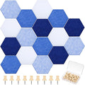 Mindsoft 16 Pcs Hexagon Cork Board for Walls with 50 Wooden Push Pins 6.7 x 5.9 in Felt DIY Tiles Notice with Nano Tape Hanging Bulletin Board for Home Photo Office Memo Note (Blue)