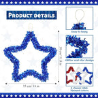 Chuangdi 6 Pcs 4th of July Wreath 250th Anniversary Decoration for Front Door, 11.8 Inch Patriotic Red White Blue Star for Independence Day Wall Window Home Hanging Veterans Memorial Day Party Supply