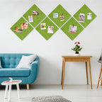AKTOP Cork Bulletin Board 12x12, 1/2" Thick Felt Cork Board Tiles 12 Pack, Small Square Pin Board for Wall, Self Adhesive Corkboards with 120 Push Pin Wood Clips for School, Home & Office, Green
