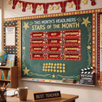 Zonon 48 Pcs Months of the Year Bulletin Board Set 12 Monthly Headliners Holiday Seasonal Monthly Bulletin Board Borders with 36 Round Blank Confetti Cutouts for Classroom(Movie Night Style)