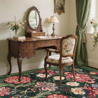 GarveeHome Forest Green Floral Christmas Washable Rugs 5x7 Area Rug for Living Room, Vintage Boho Cottage Throw Rugs Low Pile Carpet for Bedroom Dining Nursery Rug