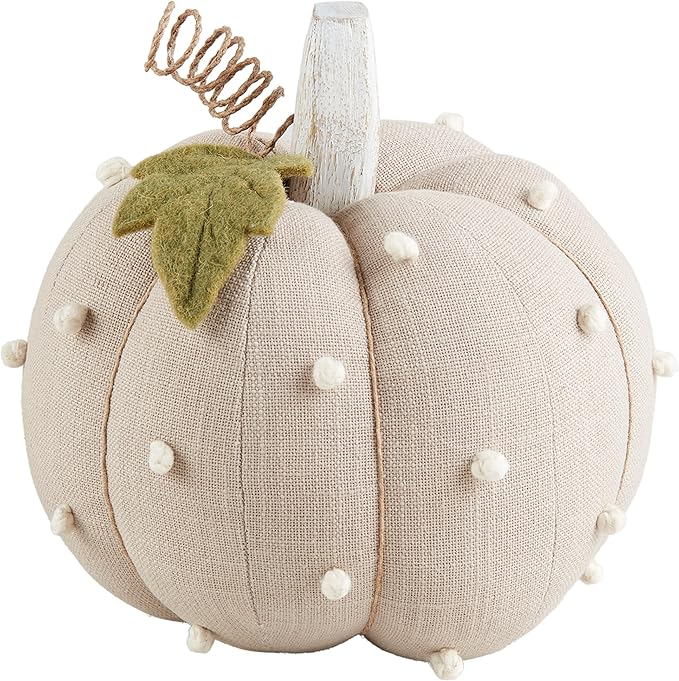 Mud Pie Taupe Dotted Stuffed Pumpkin, 8" x 6"