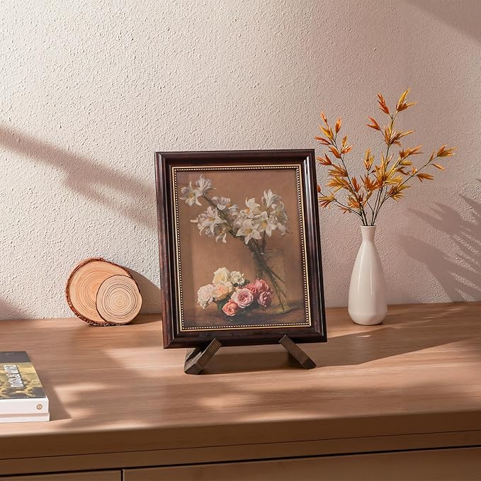 ANBOXIT Plate Stand for Display - 3 Pack 6.5 Inch Plate Holder Display Stand, Wooden Picture Frame Stand, Decorative Table Top Easels for Display