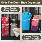 Over the Door Shoe Organizer with 40 Clear PVC Pockets – Waterproof Hanging Shoe Holder for Closet & Bathroom – Space-Saving Door Shoe Rack for Shoes, Toys, Toiletries & Snacks(Black)