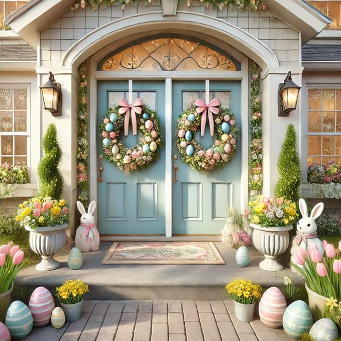 12 in Wreath-Hangers for Front Door,Door-Wreath-Hanger-Clear Over The Door Hooks,2 Pack Non-Scratch-Door-Hanger Hook for Easter Christmas Halloween Fall Wreath Decorations,Welcome Sign for Front Door
