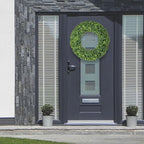 Spring Wreath, 20 inch Boxwood Wreaths for Front Door, Summer Wreaths with UV Protection, Green Artificial Wreath for Farmhouse, Room Indoors, Outdoors, Corridors, Offices, for All Seasons