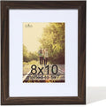KTKDE 8x10 Picture Frame Real Glass, Display Pictures 5x7 with Mat or 8x10 Without Mat, Modern Style Wood Composite Frame, Gallery Wall Walnut Frame & Table Top Display，best gift