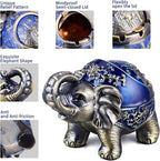LAUYOO Metal Elephant Ashtray with Lid Windproof Ashtray Outdoor, Indoor Ash Tray for Weed, Vintage Practical Decoration Ashtrays for Cigarettes Great Gift for Men Women(NavyBlue)