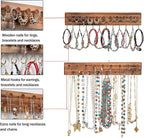 QILICHZ 3Pcs Jewelry Organizers and Storage,Wood Earring Organizer,Hanging Jewelry Organizer,Rustic Wall Jewellery Organizer,Wall Mounted Earring Holder for Storage Display Gift (Brown+Black)