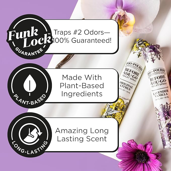 Poo-Pourri Before-You-Go Toilet Spray, Travel Essentials, .34 Fl Oz, In A Pinch Variety 5 Pack, Each Up to 20 Uses, On-The-Go Bathroom Odor Deodorizer with Essential Oils, TSA Approved Size, 5 Scents